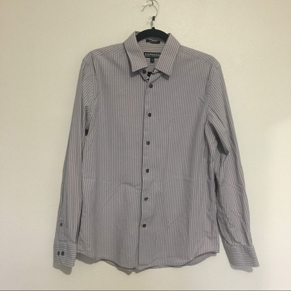Express Dress Shirt Modern Fit Striped Medium